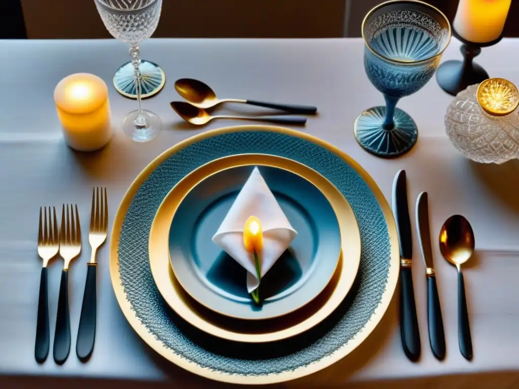 Una mesa elegante con marcas de porcelana de renombre como Wedgwood, Royal Doulton y Bernardaud, ideal para impresionar en cenas