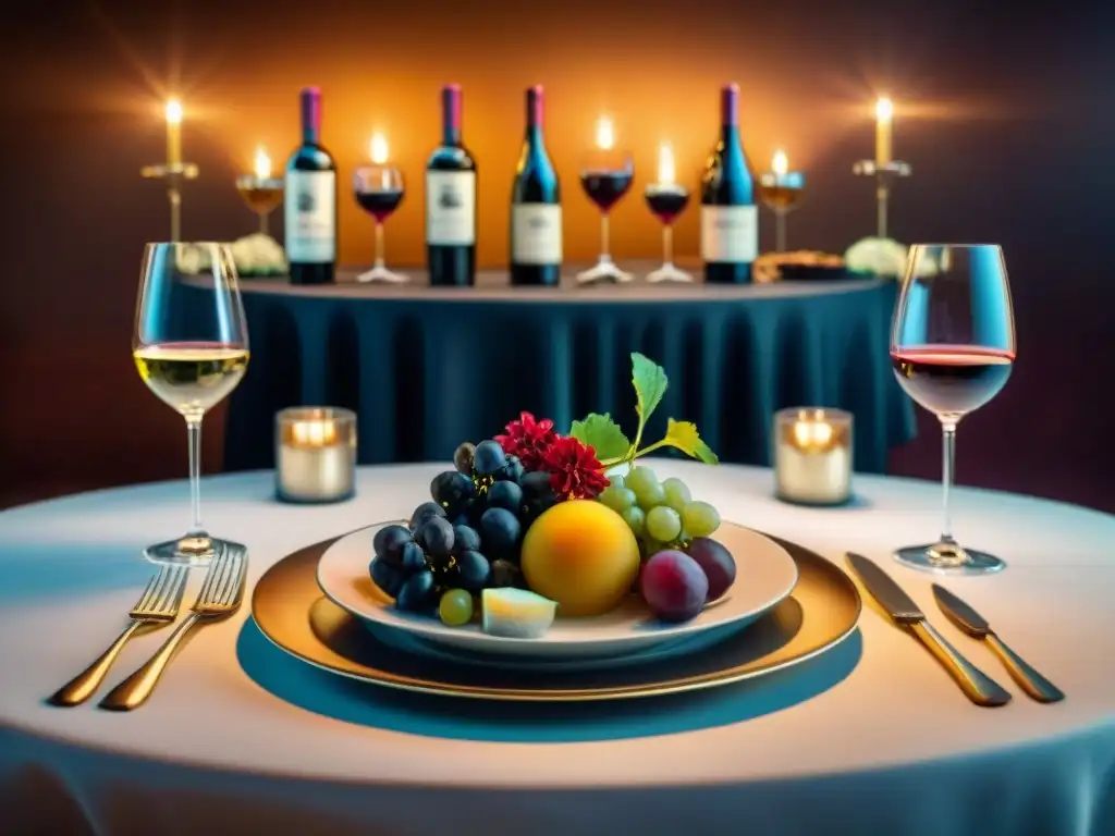 Una mesa elegante con maridaje de vinos y platos inspirados en películas gastronómicas