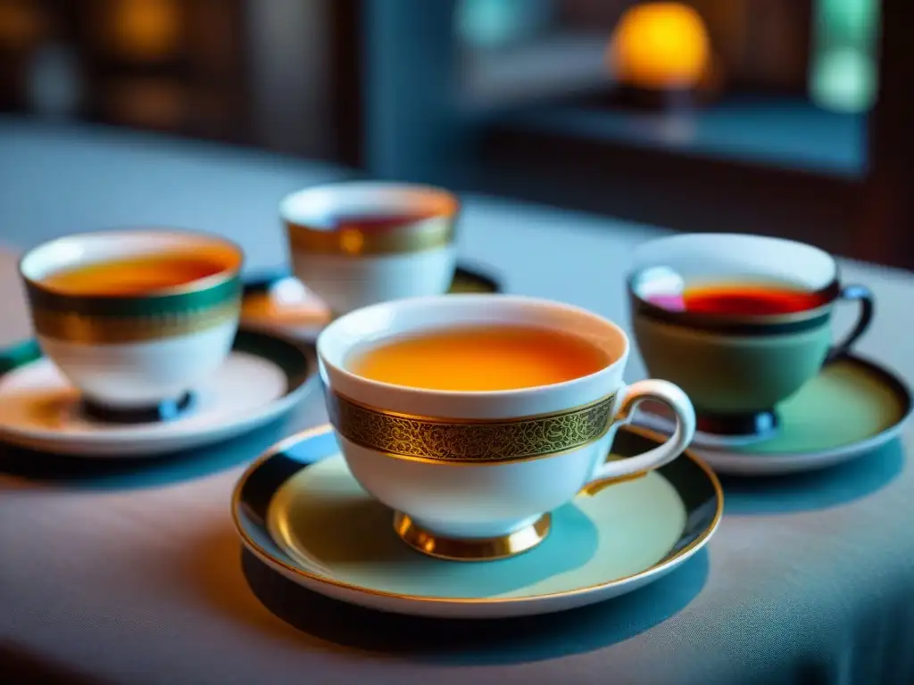 Una mesa elegante en un restaurante gourmet con maridaje de té y alta cocina