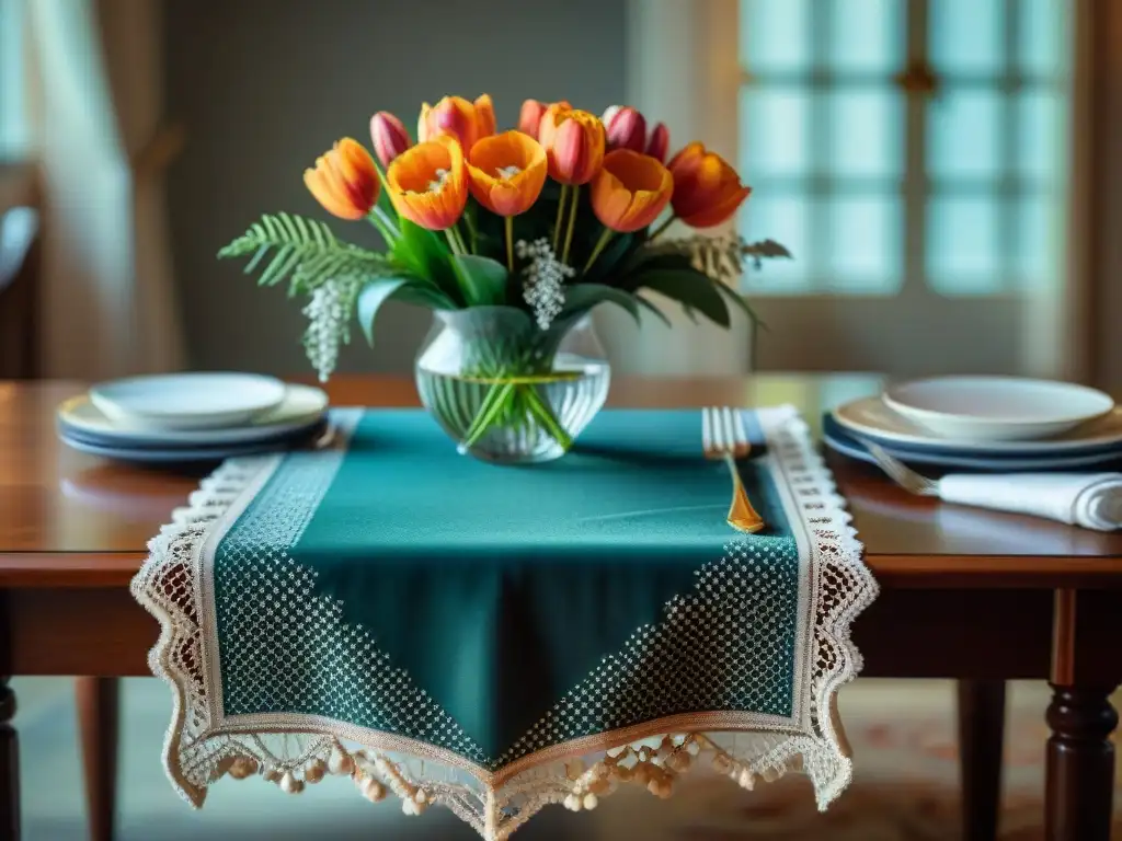 Una mesa elegante con textiles de mesa para gourmet, exudando sofisticación y elegancia en cada detalle