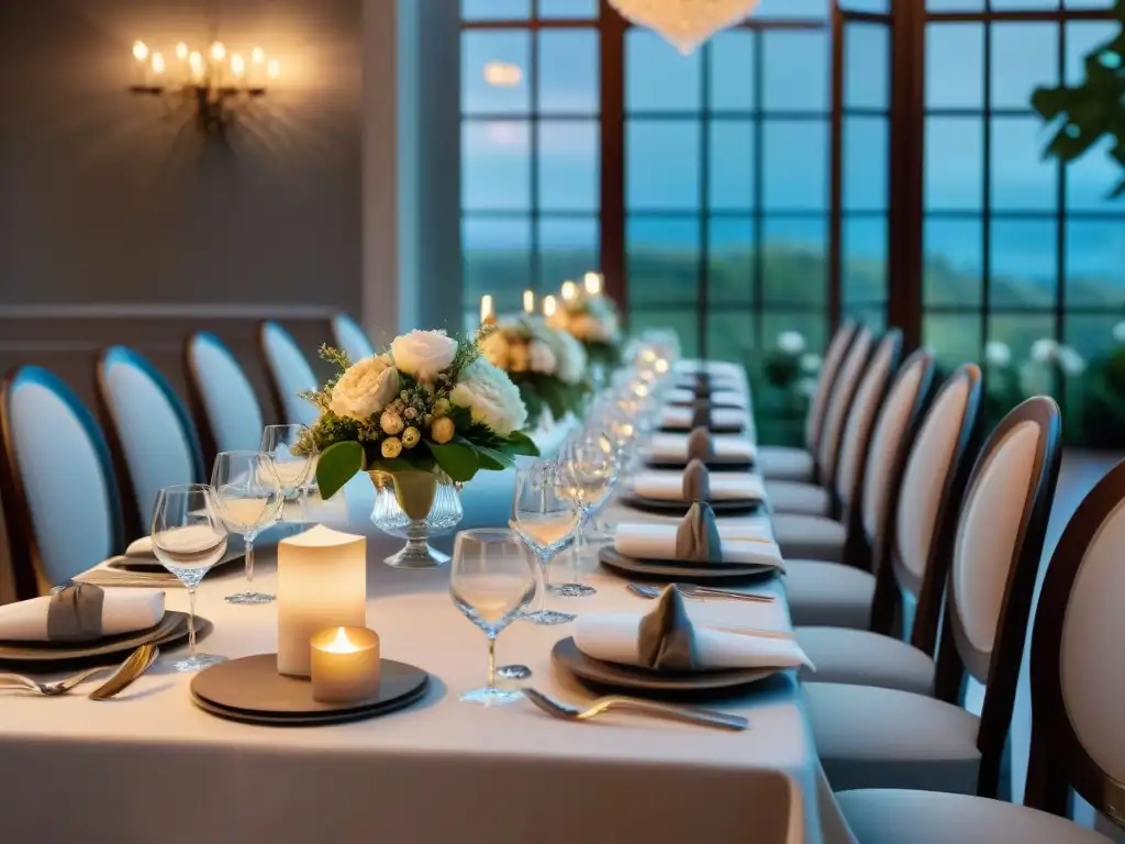 Una mesa elegantemente preparada para un evento de cena popup gourmet