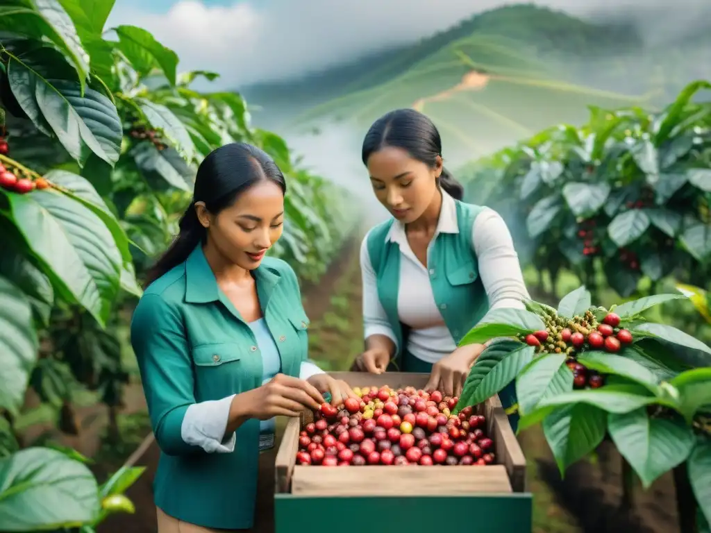 Mujeres pioneras en la historia del café: diversidad, trabajo en equipo y pasión en una plantación soleada de café