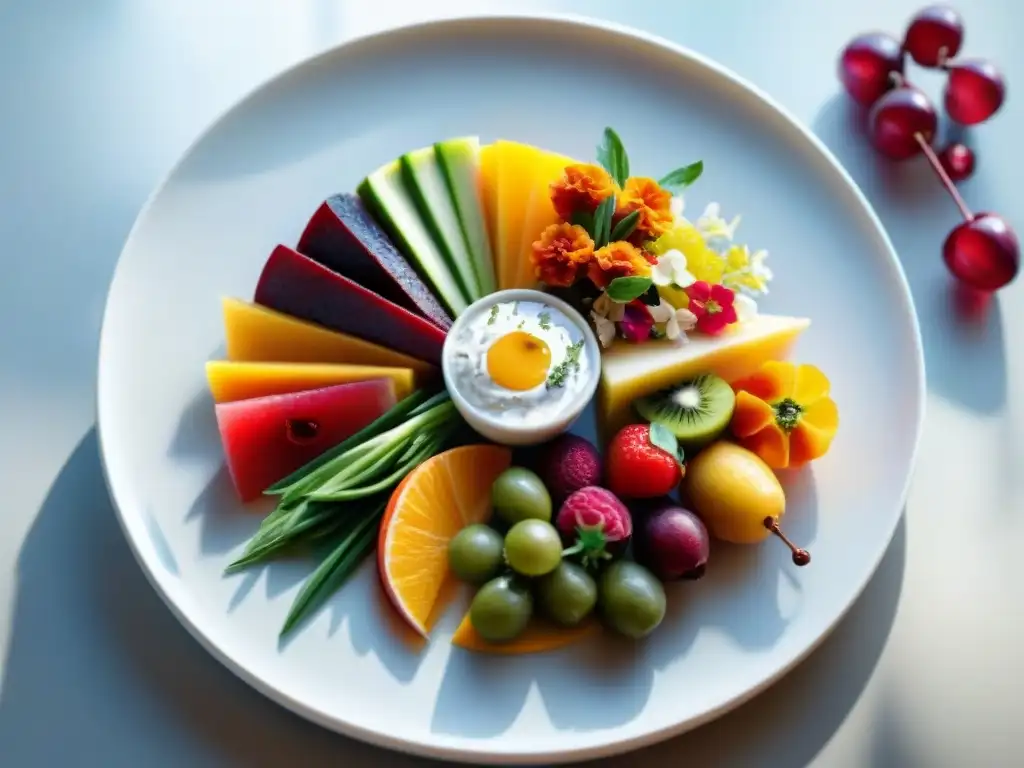 Una obra de arte culinaria: plato de comida cruda reinventada con alta gastronomía