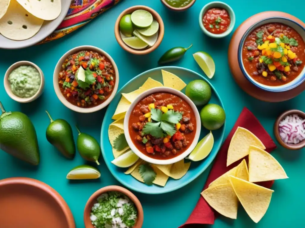 Una obra de arte culinario con salsas mexicanas gourmet historia en elegantes platillos y decoración tradicional vibrante