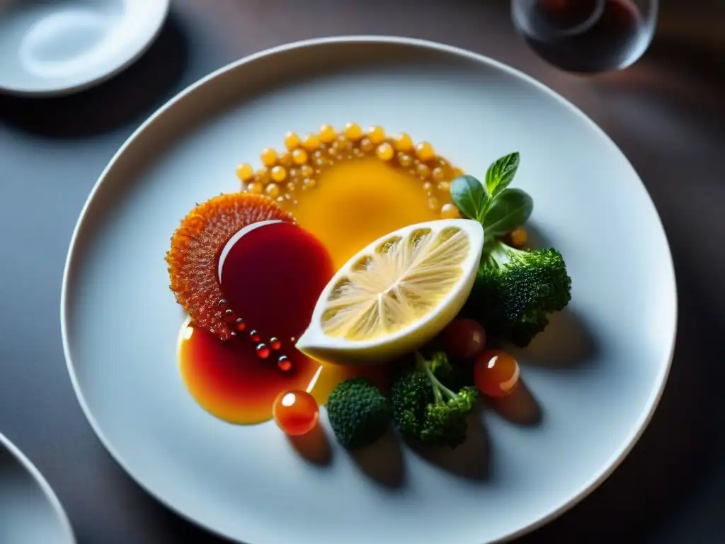 Una obra maestra culinaria en Instagram influencer: un plato gourmet bellamente presentado con colores vibrantes y detalles intrincados