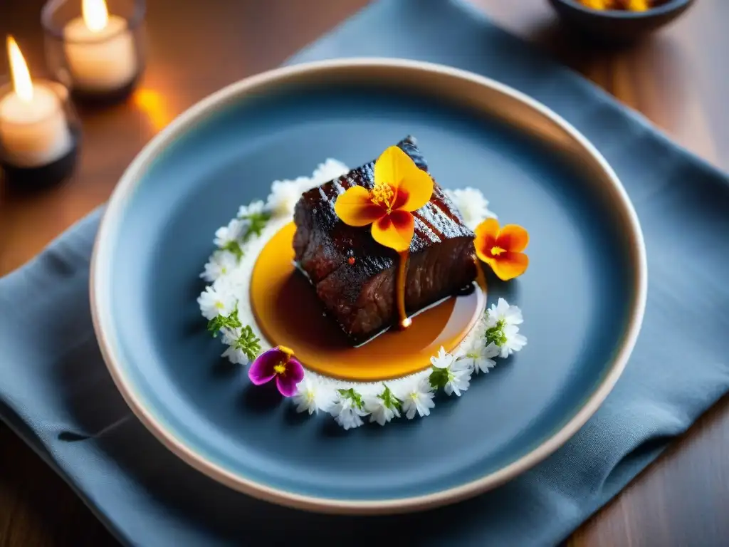 Una obra maestra de Fusión Étnica en Alta Gastronomía: mole mexicano, Wagyu japonés y toques de azafrán indio en un ambiente cálido y acogedor