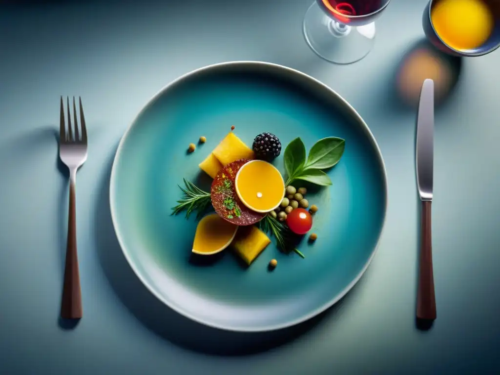 Una obra maestra de la fotografía gastronómica en Instagram influencer: plato gourmet con colores vibrantes y detalles exquisitos