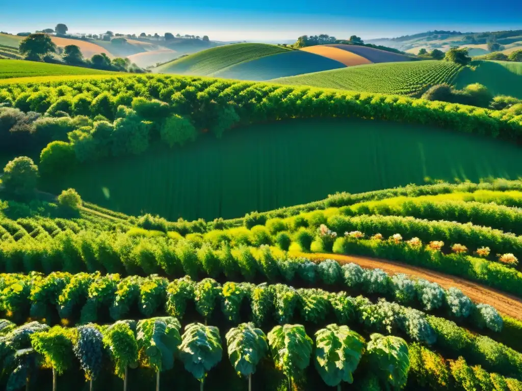 Un paraíso de alimentos orgánicos beneficios y futuro en una granja vibrante y exuberante bajo el sol