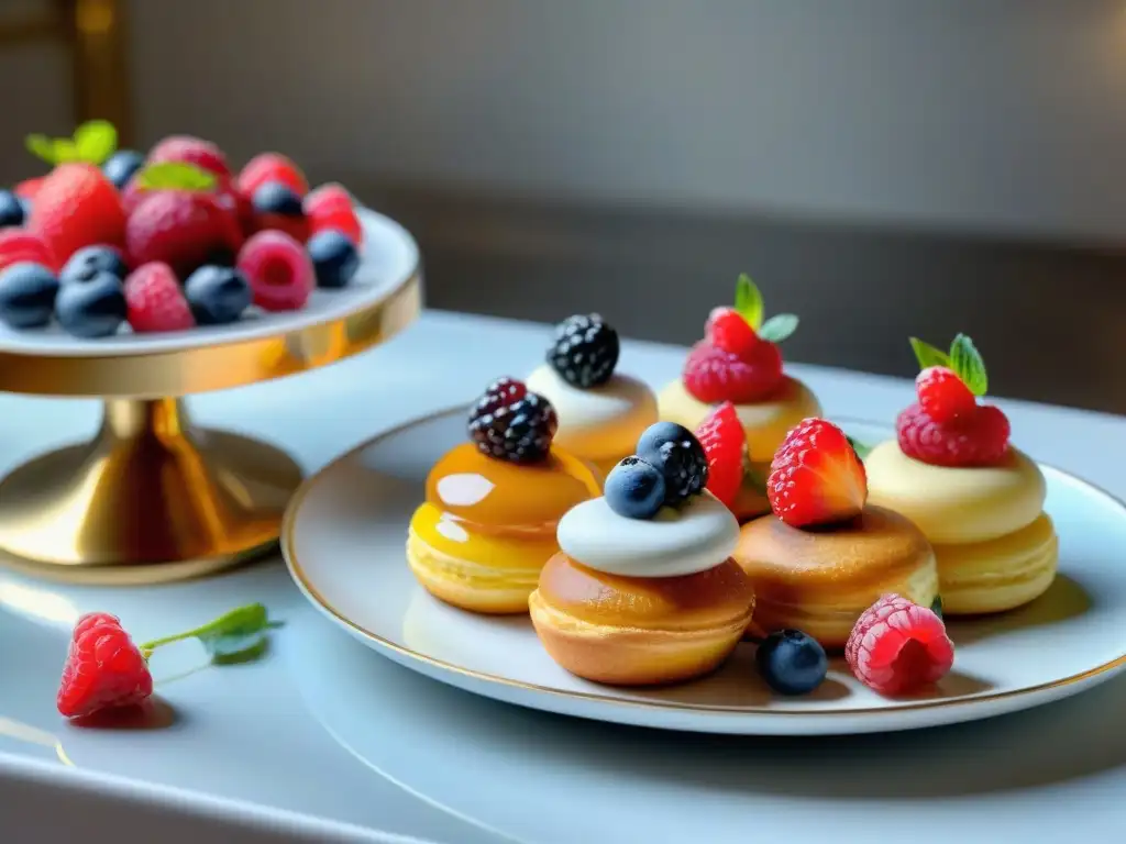 Disfruta de los placeres franceses con una exquisita mesa de choux à la crème en un ambiente lujoso y acogedor