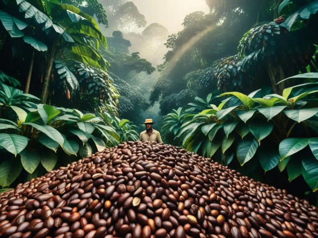 Planta de cacao en la selva: historia secreta y misteriosa de la producción de cacao en un bosque tropical oscuro