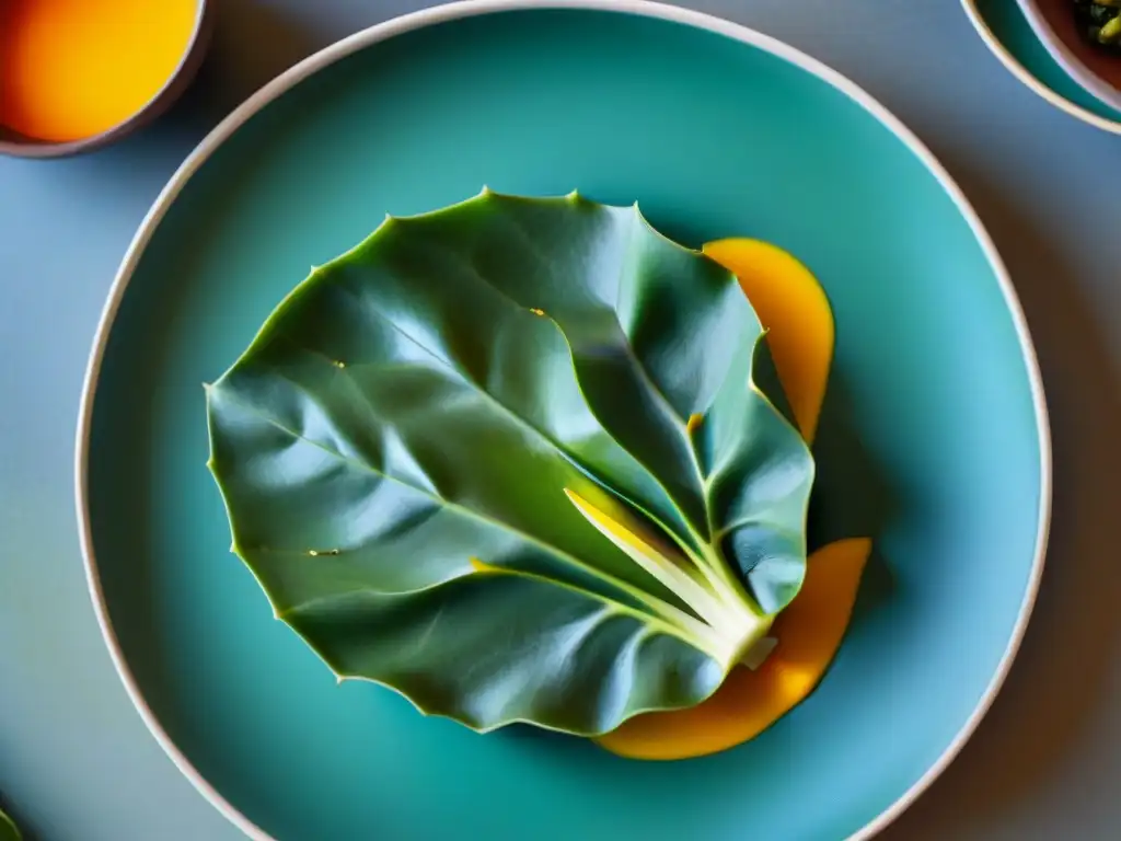 Un plato internacional vibrante con nopal en la gastronomía actual, presentado de forma elegante y creativa