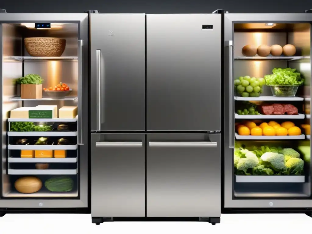 Un refrigerador de alta tecnología para preservar ingredientes gourmet en un ambiente moderno y elegante