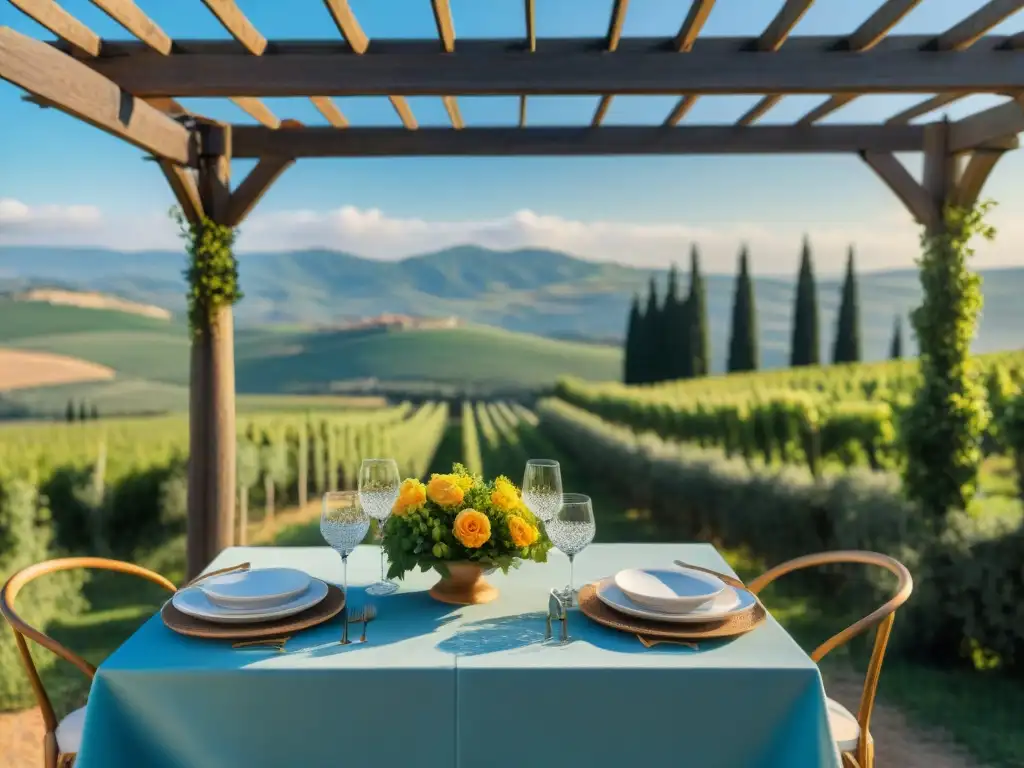 Retiro gastronómico de lujo en una villa italiana encantadora entre viñedos en la Toscana al atardecer