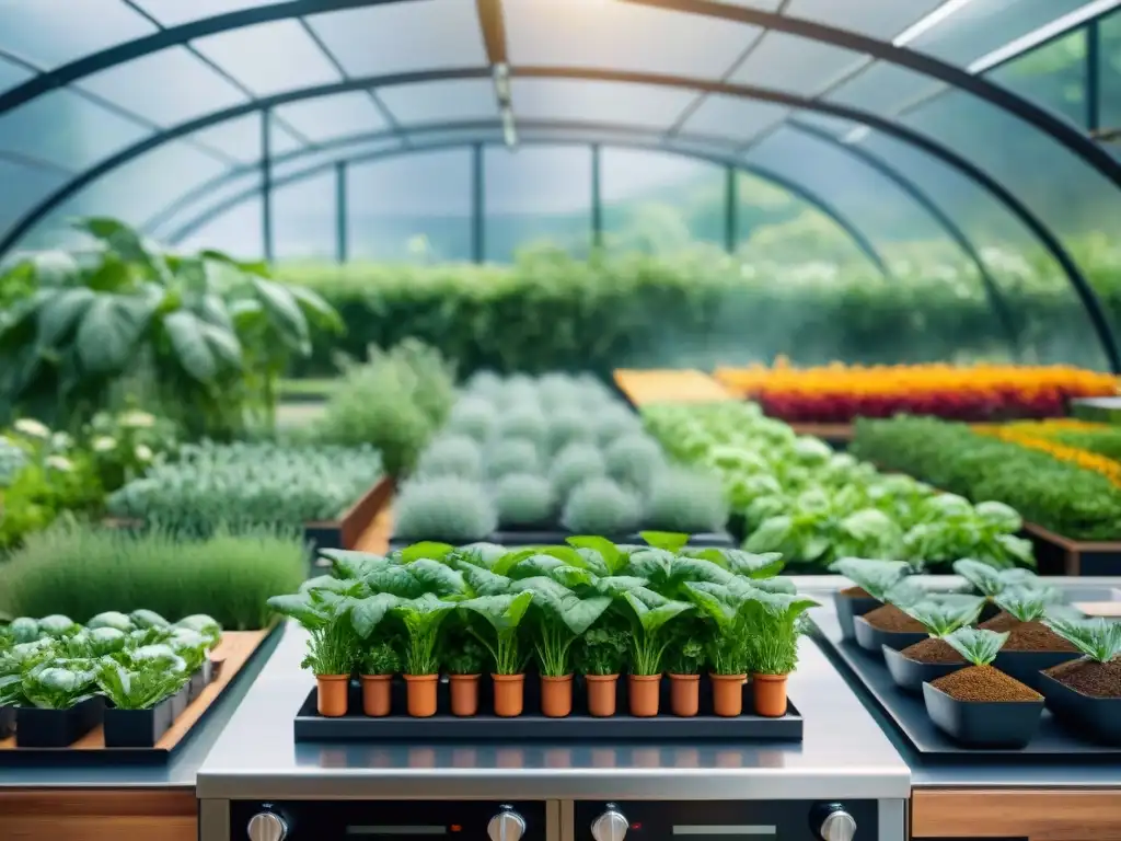 Cocina sostenible y creativa: chefs innovadores en acción Retiros gastronómicos innovación tradición: Cocina sostenible en entorno verde, chefs creando platos innovadores