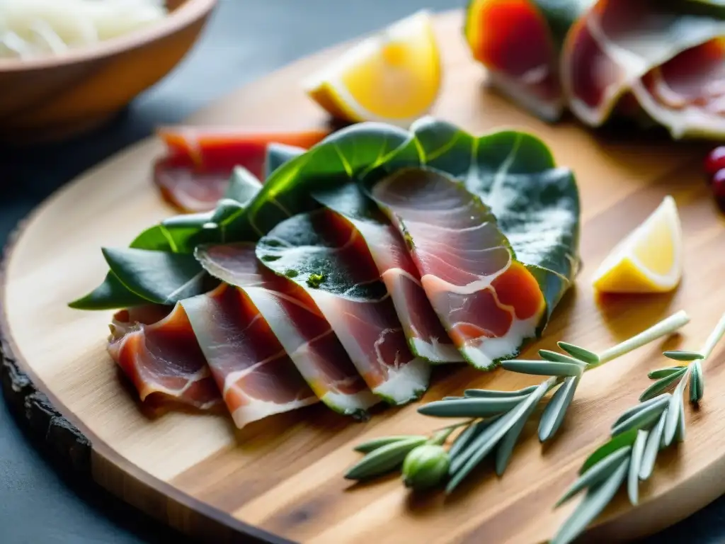 Sabrosa loncha de prosciutto crudo con toque umami en charcutería