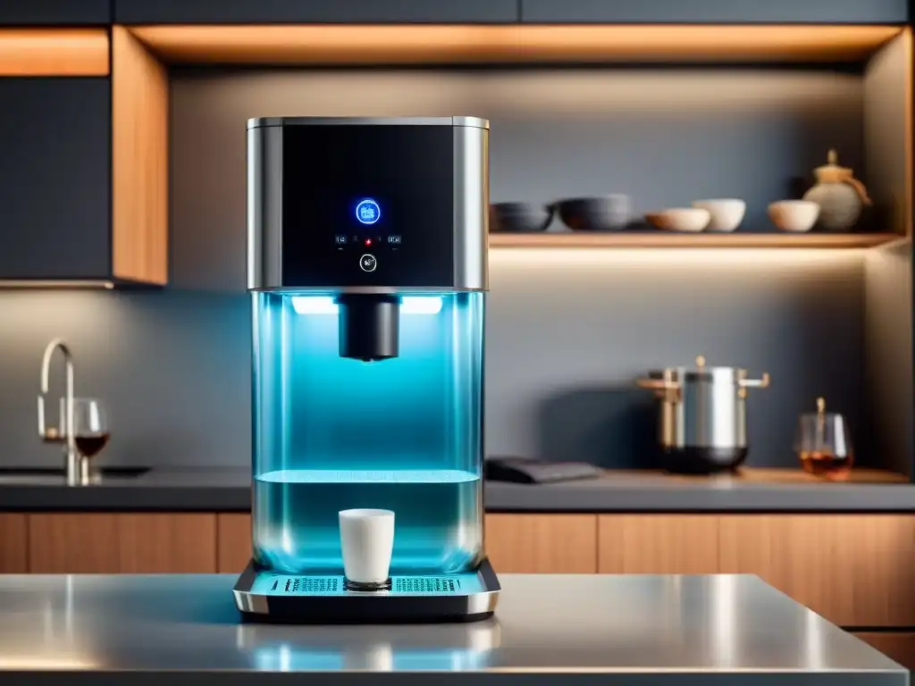 Sistema de filtración de agua de alta tecnología gourmet en cocina moderna de alto nivel