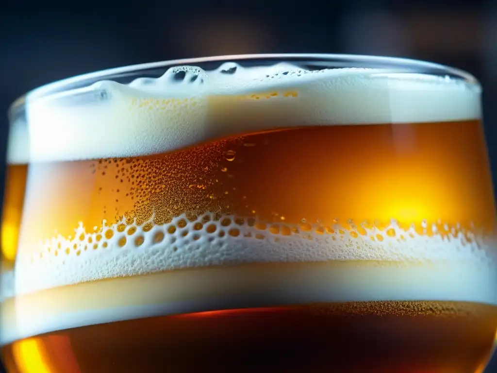 La suavidad revolucionaria de una cerveza nitro perfectamente vertida en un vaso de cristal, con espuma cremosa y líquido oscuro