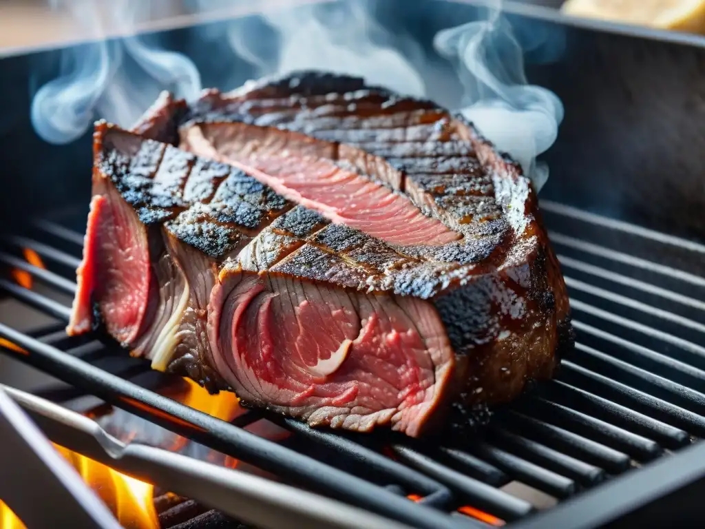 Suculenta carne Wagyu premium en grill, cocción perfecta