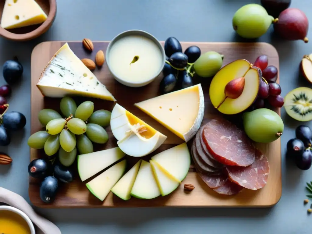 Tabla de charcutería perfecta con variedad de quesos, embutidos, frutas y pan artesanal, ideal para inspirar a chefs consejos