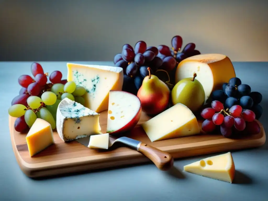 Una tabla de quesos gourmet y vinos finos en elegante ambientación