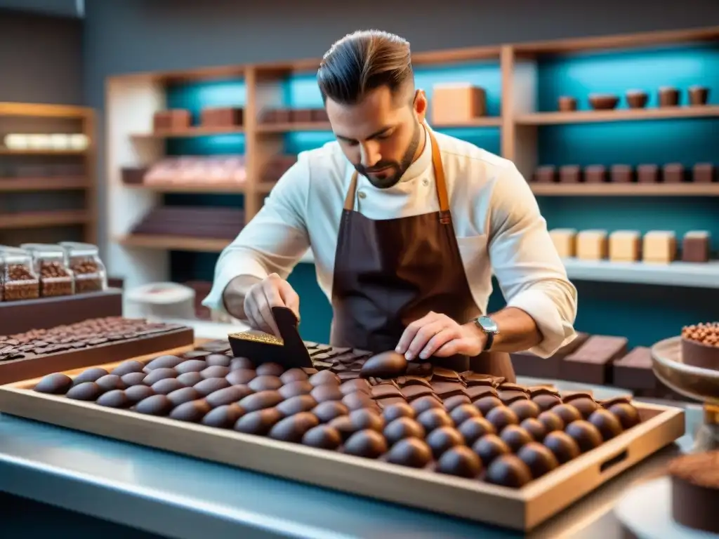 Un taller de chocolates gourmet con impacto: expertos artesanos crean exquisiteces rodeados de ingredientes premium y cajas de suscripción