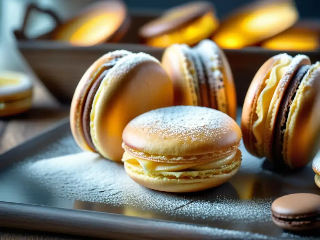 Una Tarte Tropézienne dorada y tentadora en un boulangerie francés, evocando el verano con su esencia decadente