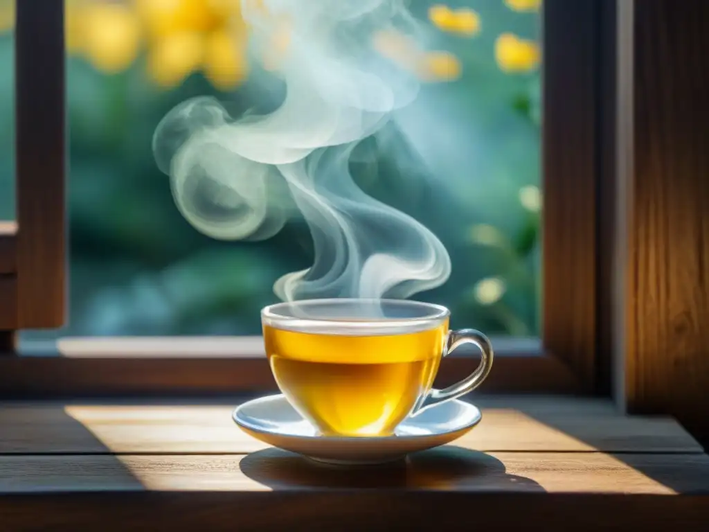 Una taza de té amarillo, rareza y exclusividad en imagen detallada y delicada