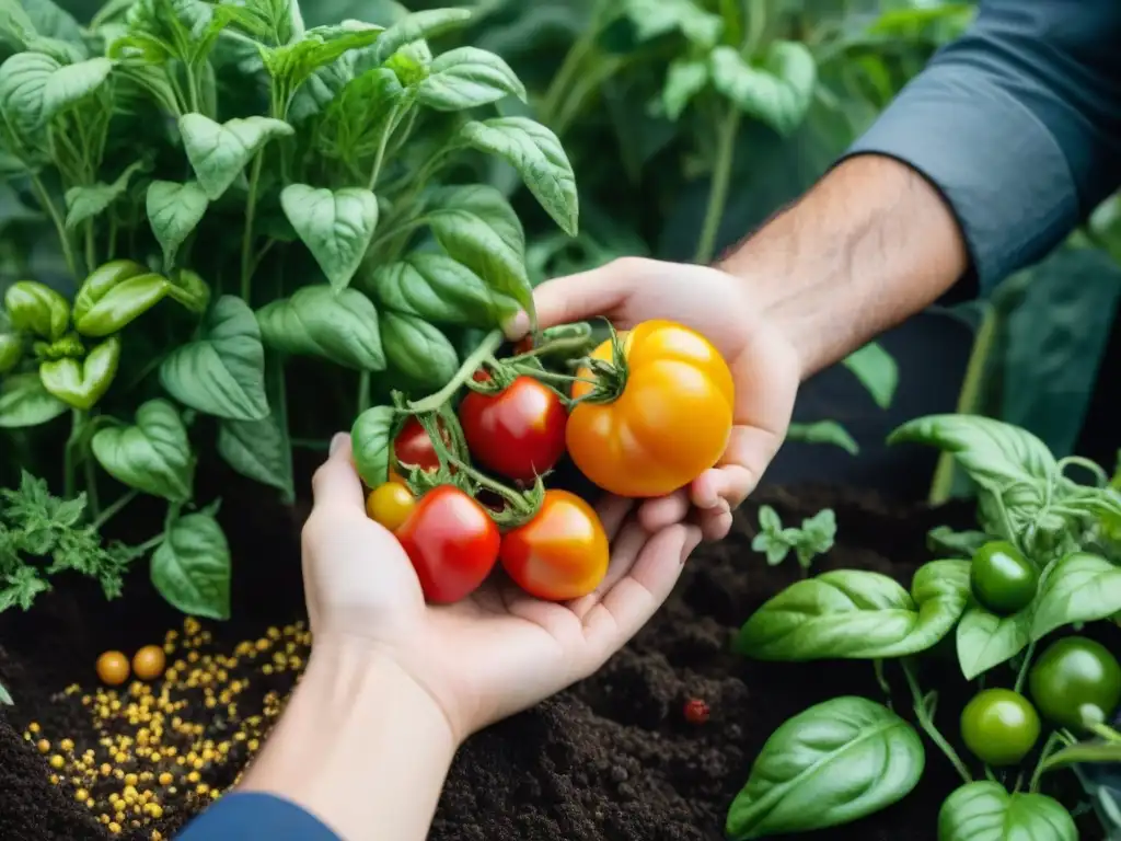 Un jardín urbano rebosante de vida, con plantas vibrantes y coloridas