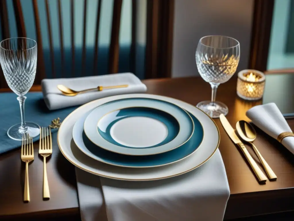 Exquisita mesa de lujo para gourmet Vajilla gourmet perfecta para elegir platos exquisitos en mesa elegante