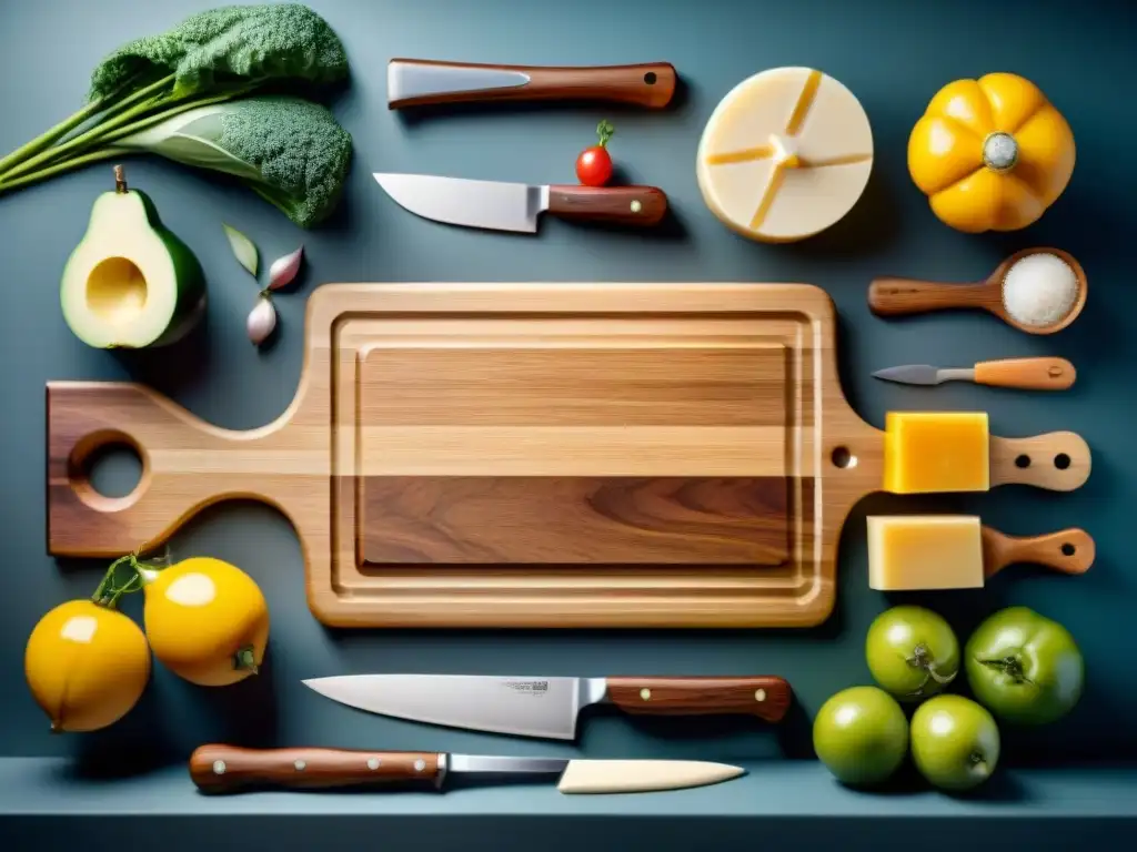 Una variedad de tablas de cortar para chef en madera, bambú, plástico y mármol, mostrando detalles y texturas únicas