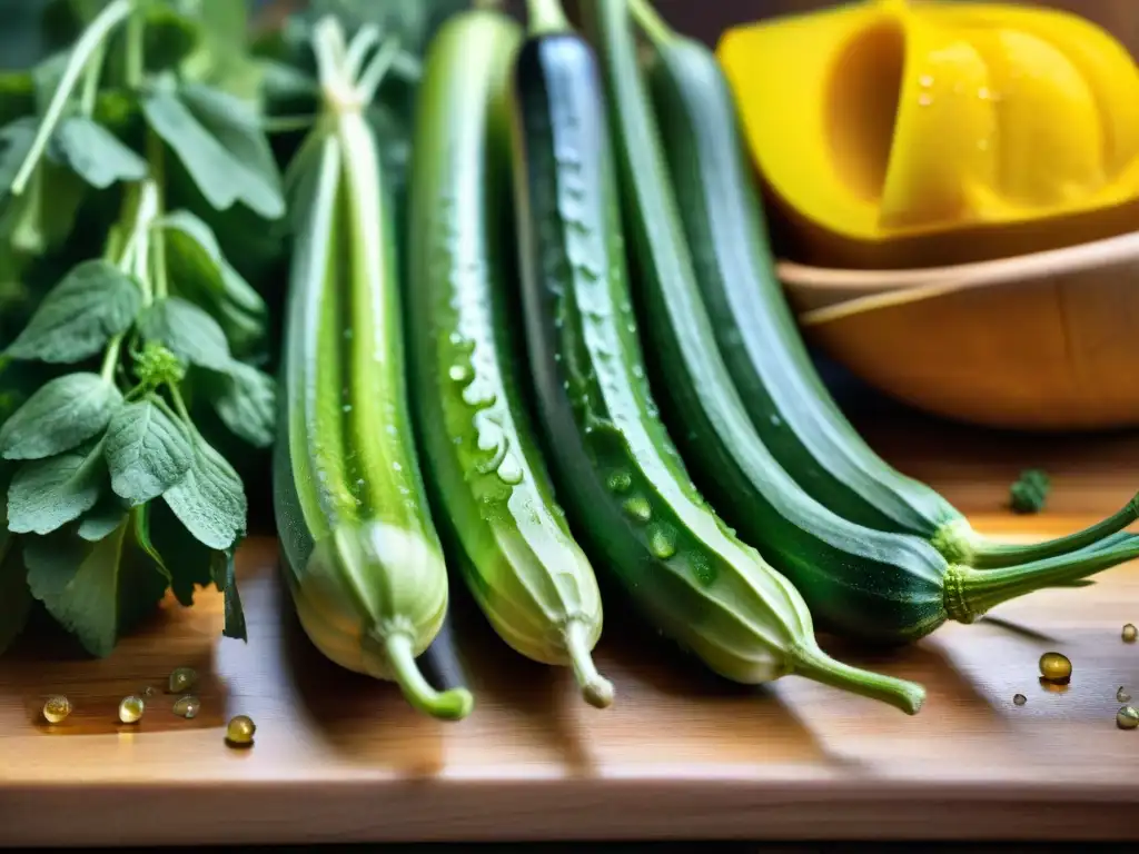 Una variedad de vegetales y hierbas coloridos sobre tabla de madera, listos para técnicas fermentación conserva principiantes