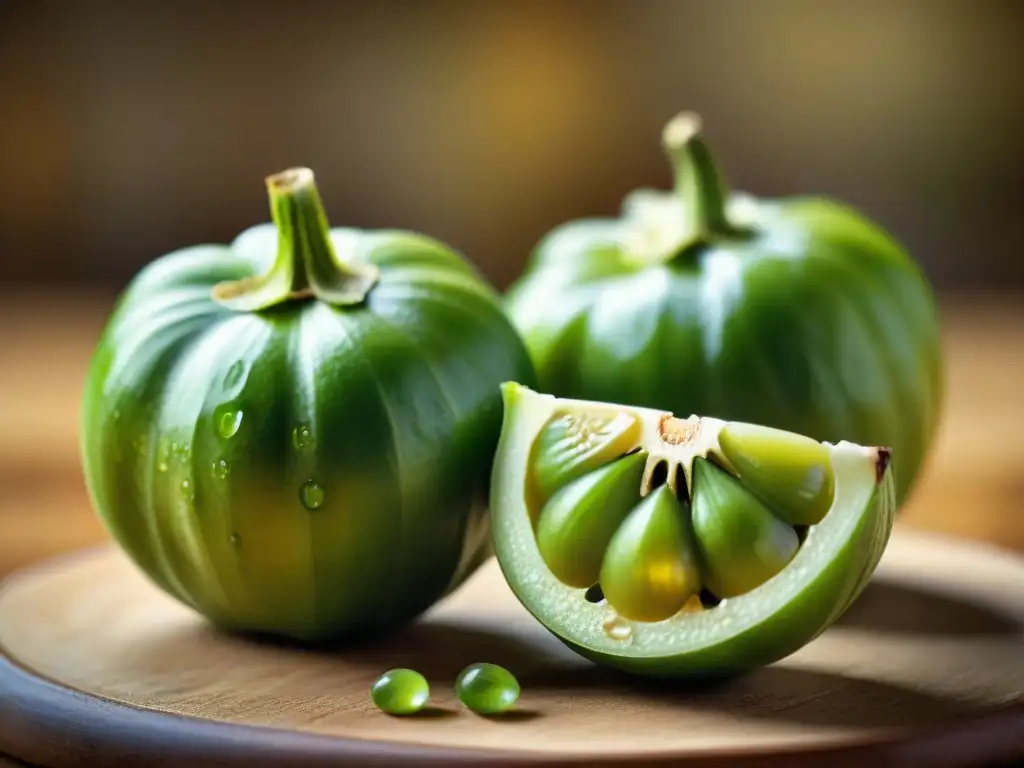 Una tomatillo verde y fresca en una cocina tradicional mexicana