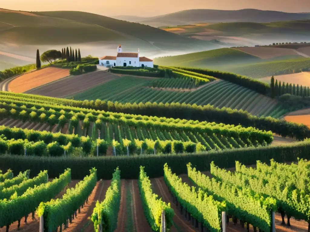 Un viaje gourmet entre los viñedos tradicionales de Portugal, capturando la esencia de Alentejo al atardecer