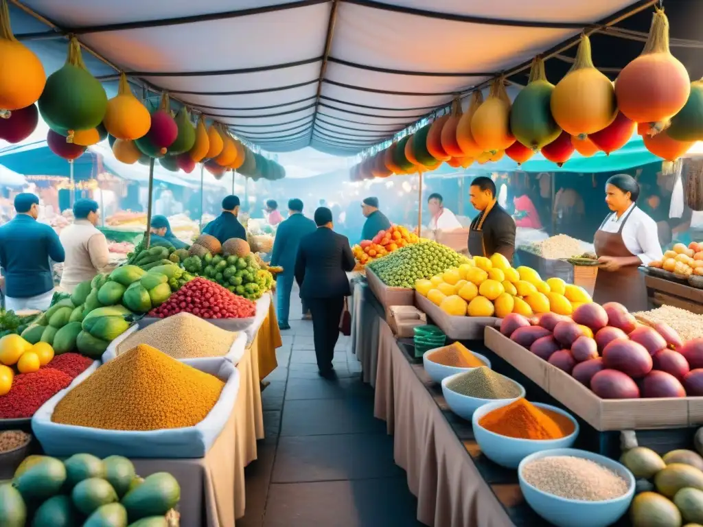 Un vibrante mercado de alimentos en Lima, Perú