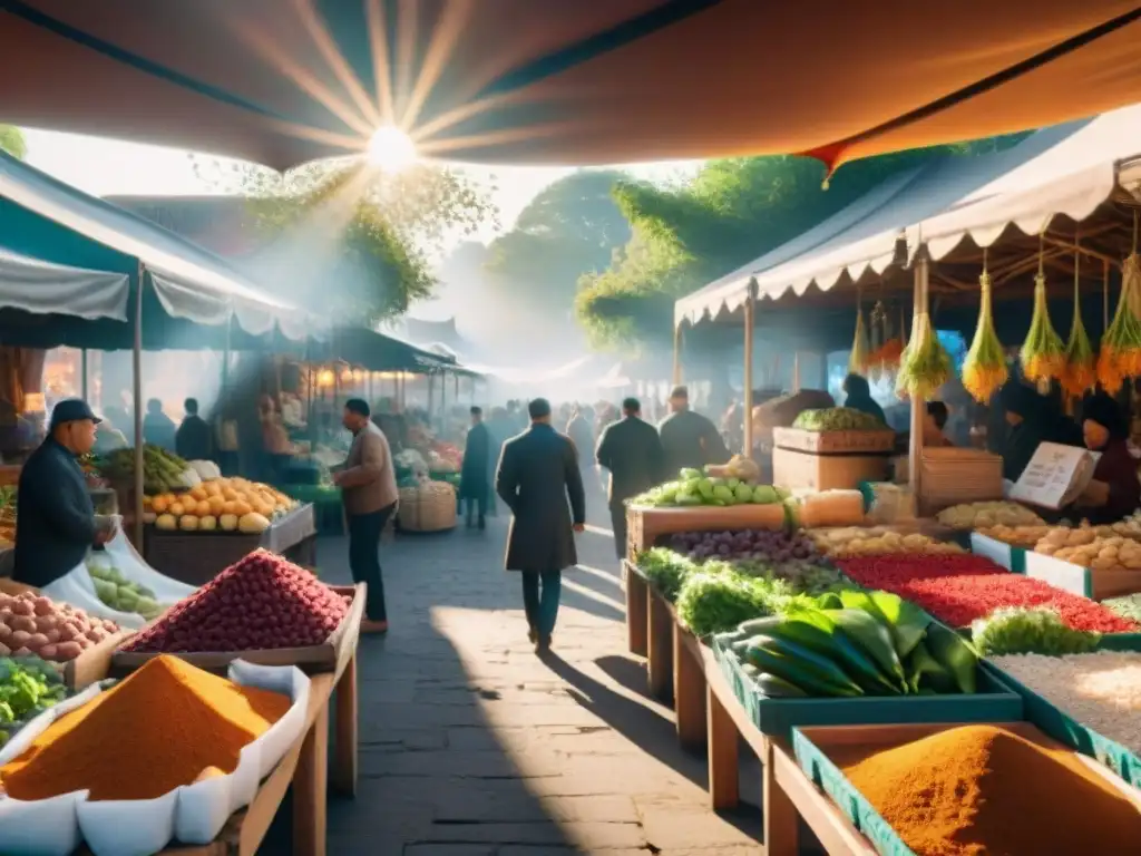 Un vibrante mercado local lleno de colores, olores y culturas diversas