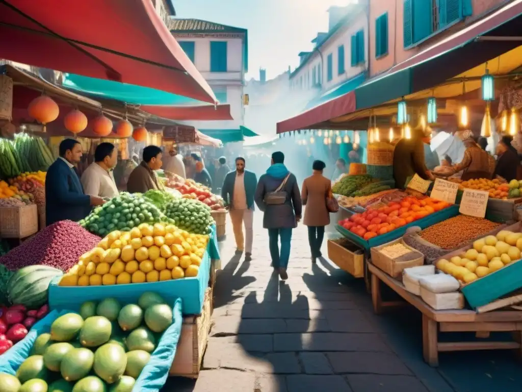 Vibrante mercado local con sabores exóticos, colores y productos únicos