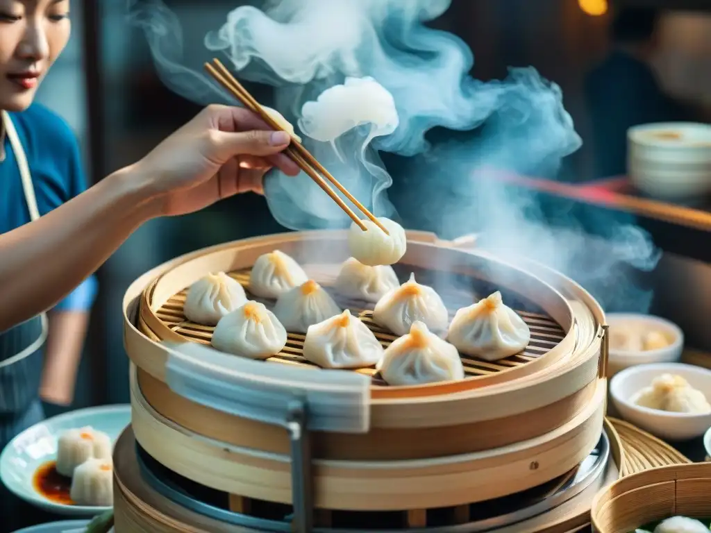 Vibrante restaurante de Dim Sum en Hong Kong, evocando la autenticidad y artesanía de la evolución de los Dim Sum