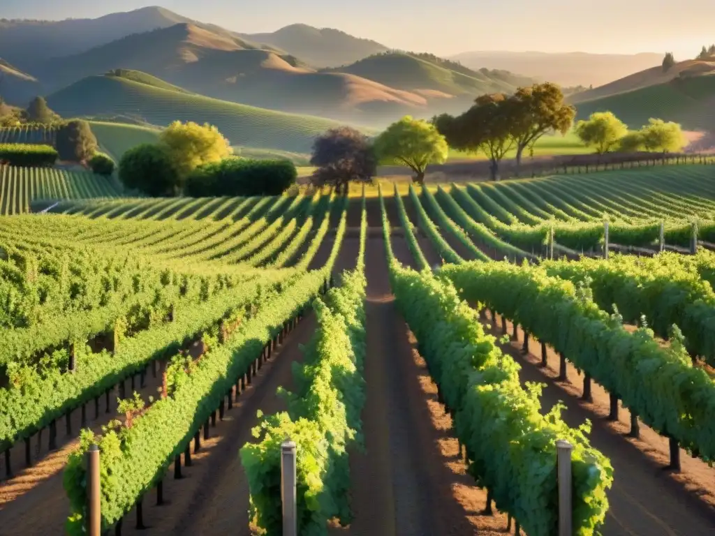 Un viñedo exclusivo en Napa Valley bañado por la cálida luz del atardecer