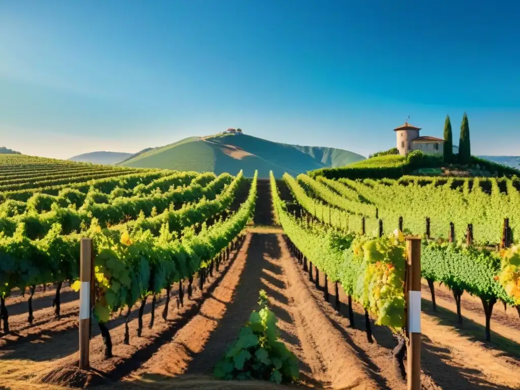 Un viñedo exuberante en el Nuevo Mundo, con uvas verdes y maduras bajo el sol