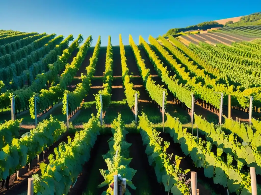 Un viñedo exuberante y soleado, con uvas orgánicas y biodinámicas premium, en armonía con la naturaleza