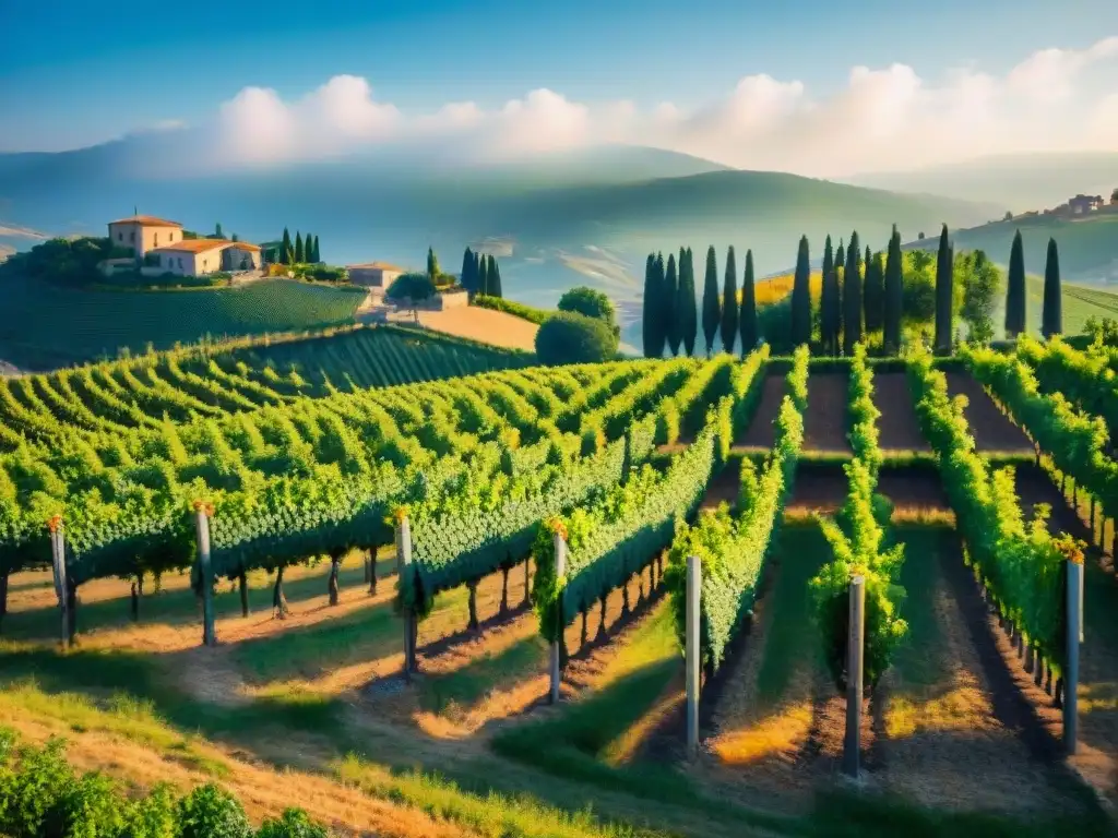 Viñedo pintoresco en Piamonte, Italia: uvas maduras bajo el sol Un viñedo pintoresco en Piamonte, Italia, con uvas maduras bajo el sol mediterráneo