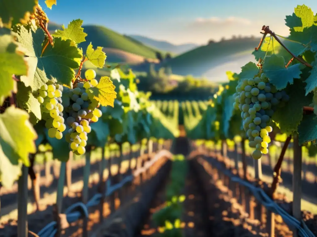Viñedo vibrante en el Nuevo Mundo con uvas coloridas y abundancia bajo el sol
