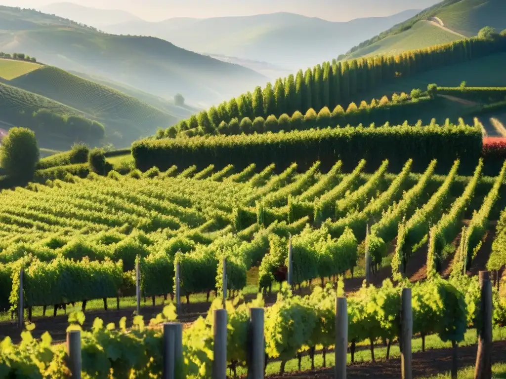 Viñedos centenarios en Alsacia: paisaje idílico con uvas maduras, colinas ondulantes y pueblos pintorescos